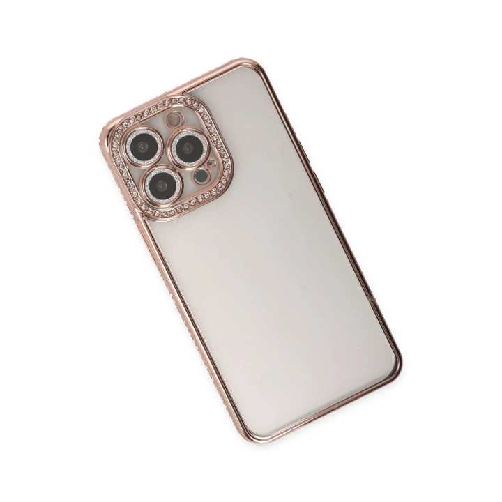 BFS  iPhone 14 Pro Kılıf Joke Taşlı Silikon - Pembe