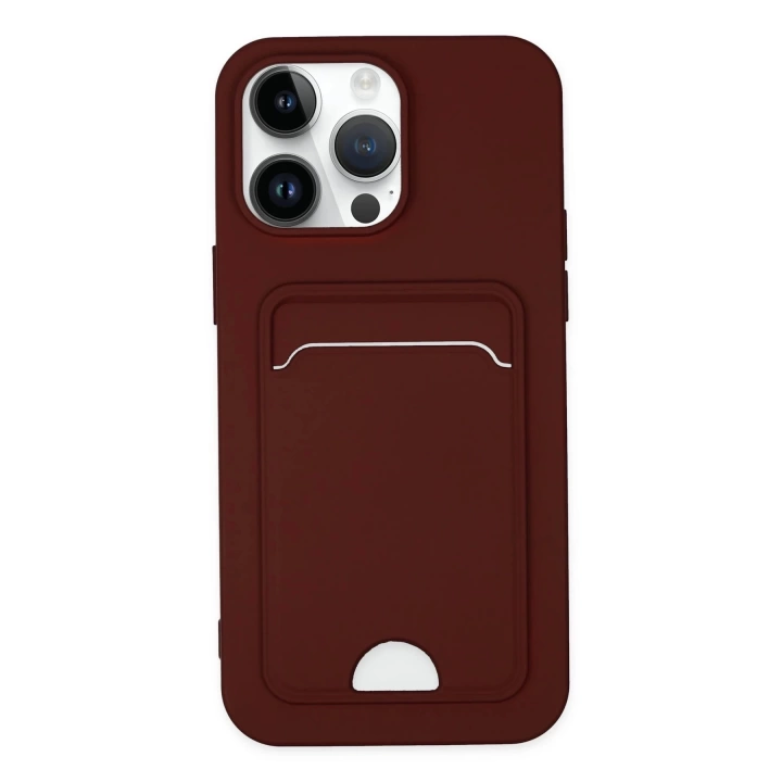 BFS  iPhone 14 Pro Kılıf Kelvin Kartvizitli Silikon - Bordo