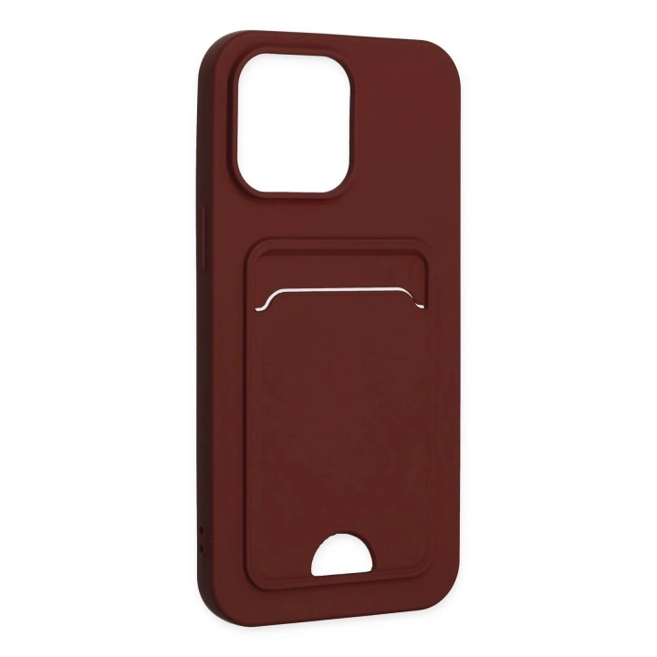 BFS  iPhone 14 Pro Kılıf Kelvin Kartvizitli Silikon - Bordo