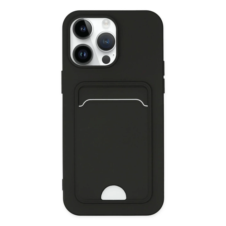 BFS  iPhone 14 Pro Kılıf Kelvin Kartvizitli Silikon - Siyah