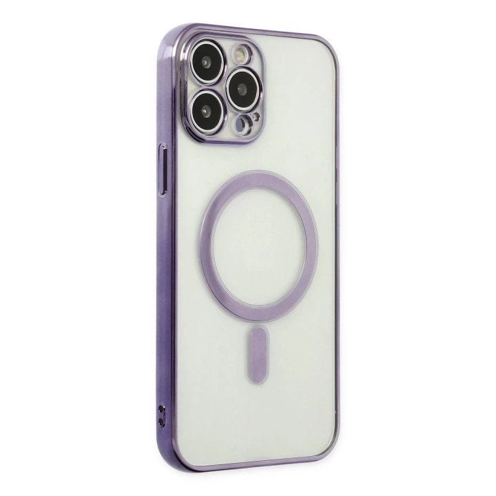 BFS  iPhone 14 Pro Kılıf Magneticsafe Lazer Silikon - Mor