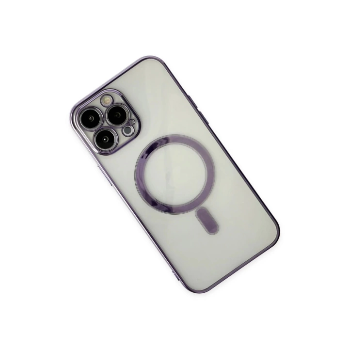 BFS  iPhone 14 Pro Kılıf Magneticsafe Lazer Silikon - Mor