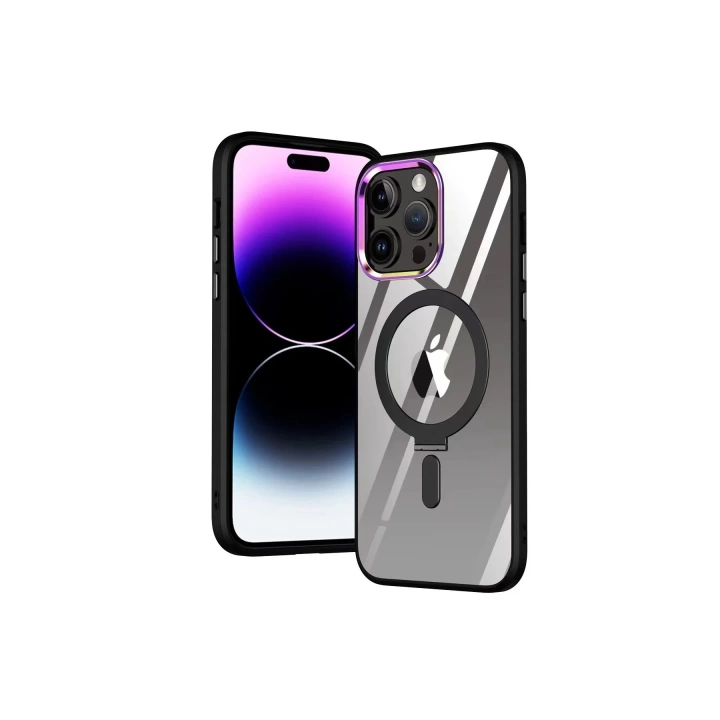 BFS  iPhone 14 Pro Kılıf  Magneticsafe Standlı Kapak - Siyah