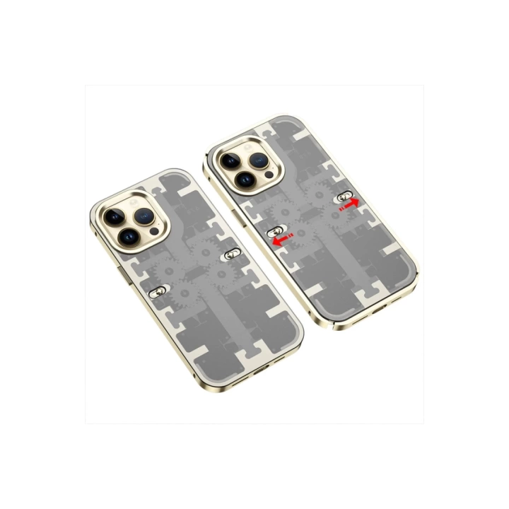 BFS  iPhone 14 Pro Kılıf Mekanik Bumper Kapak - Gold