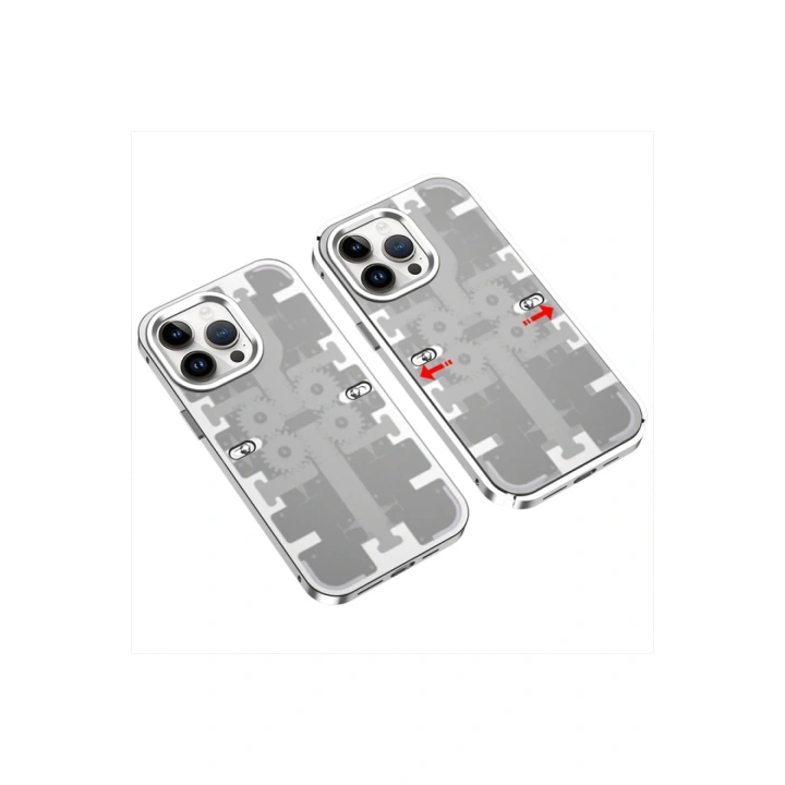 BFS  iPhone 14 Pro Kılıf Mekanik Bumper Kapak - Gümüş