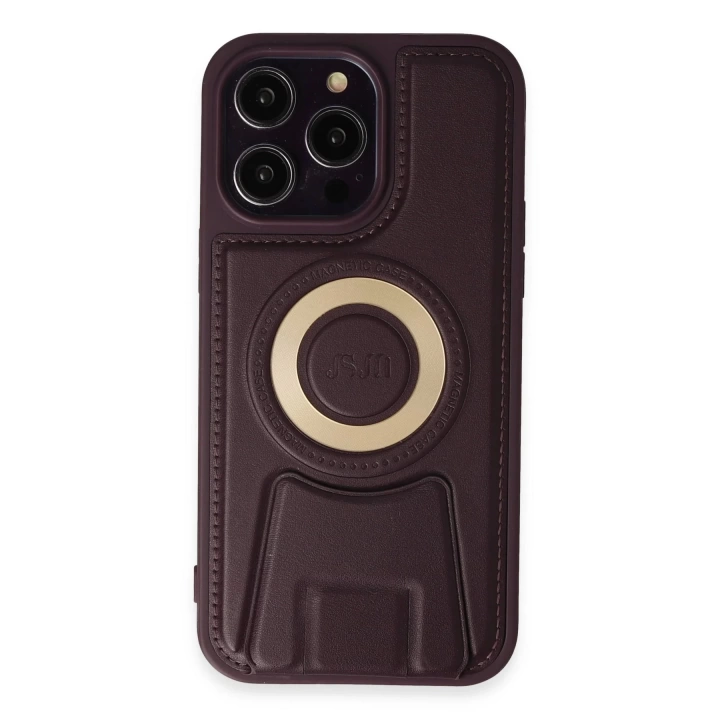 BFS  iPhone 14 Pro Kılıf Merkür Magneticsafe Standlı Kapak - Derin Mor