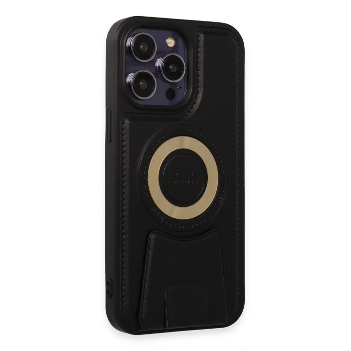 BFS  iPhone 14 Pro Kılıf Merkür Magneticsafe Standlı Kapak - Siyah