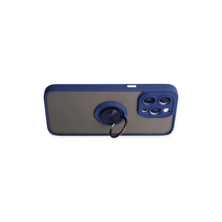 BFS  iPhone 14 Pro Kılıf Montreal Yüzüklü Silikon Kapak - Lacivert