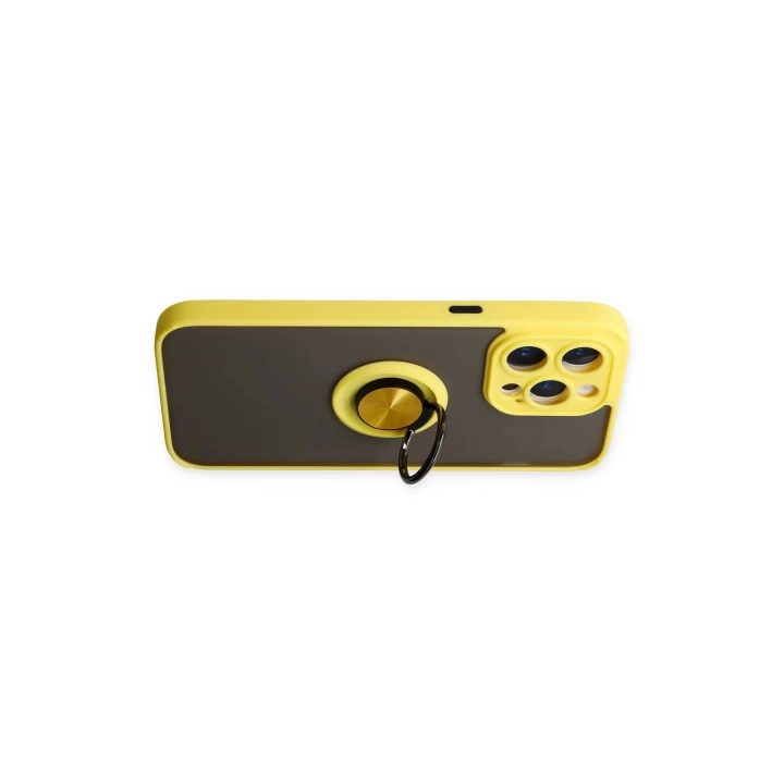 BFS  iPhone 14 Pro Kılıf Montreal Yüzüklü Silikon Kapak - Sarı