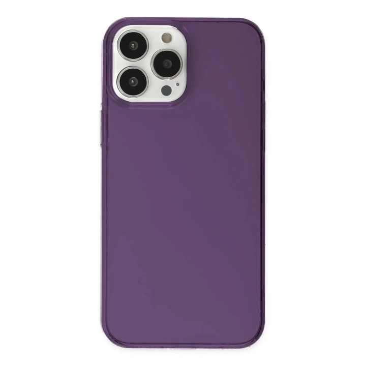 BFS  iPhone 14 Pro Kılıf Pc Sert Şeffaf Kapak - Mor