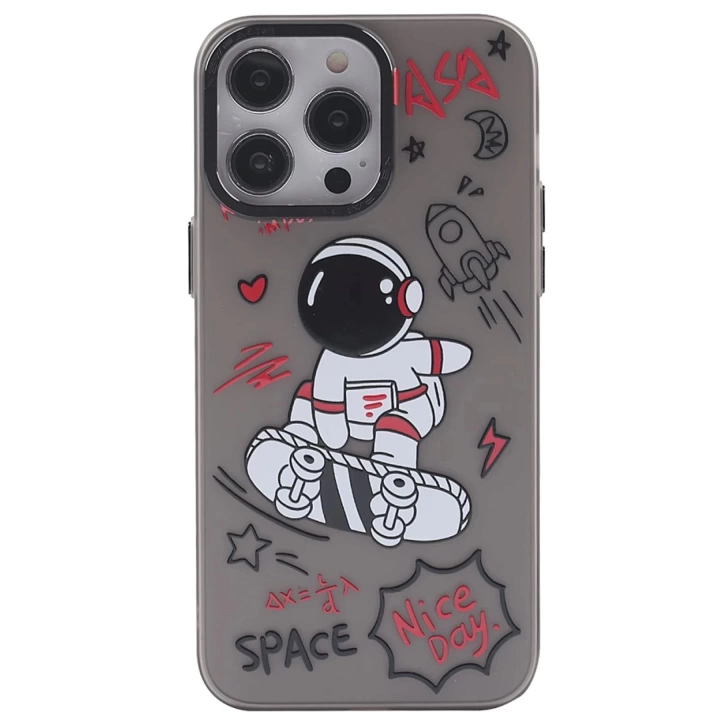BFS  iPhone 14 Pro Kılıf Prada Desenli Kapak - Prada Siyah - 1
