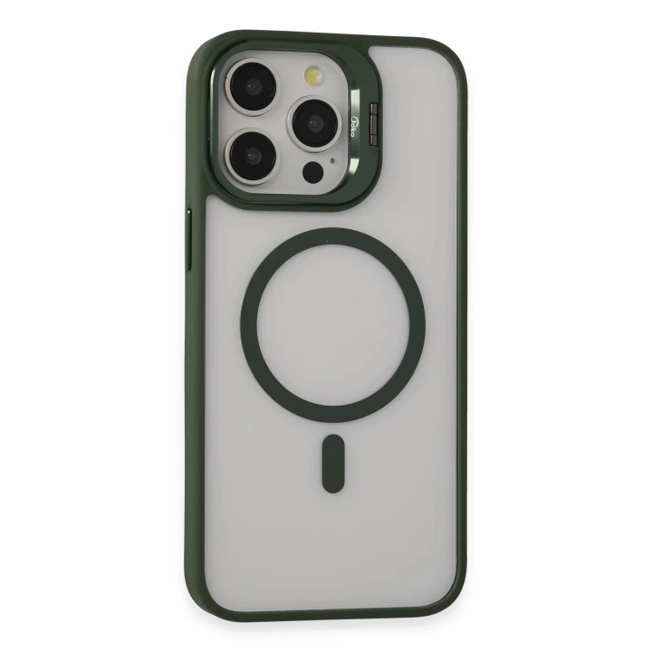 BFS  iPhone 14 Pro Kılıf Roblox Lens Magsafe Standlı Kapak - Koyu Yeşil