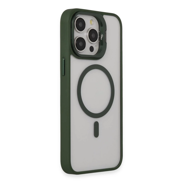 BFS  iPhone 14 Pro Kılıf Roblox Lens Magsafe Standlı Kapak - Koyu Yeşil