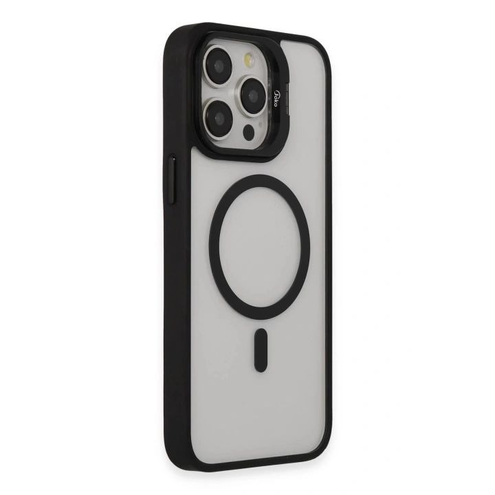 BFS iPhone 14 Pro Kılıf Roblox Lens Magsafe Standlı Kapak - Siyah