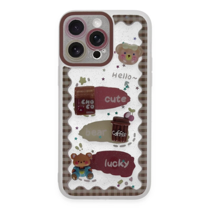 BFS  iPhone 14 Pro Kılıf Sweet Desenli Silikon Kapak - Şeffaf