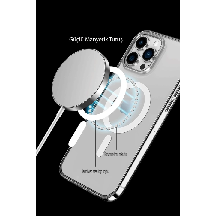 BFS  iPhone 14 Pro Kılıf Tron Şeffaf Magsafe Kapak - Derin Mor