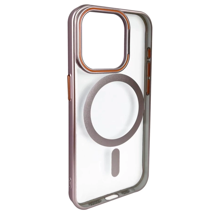 BFS  iPhone 14 Pro Max Crown Lens Standlı Magsafe Kapak - Pembe