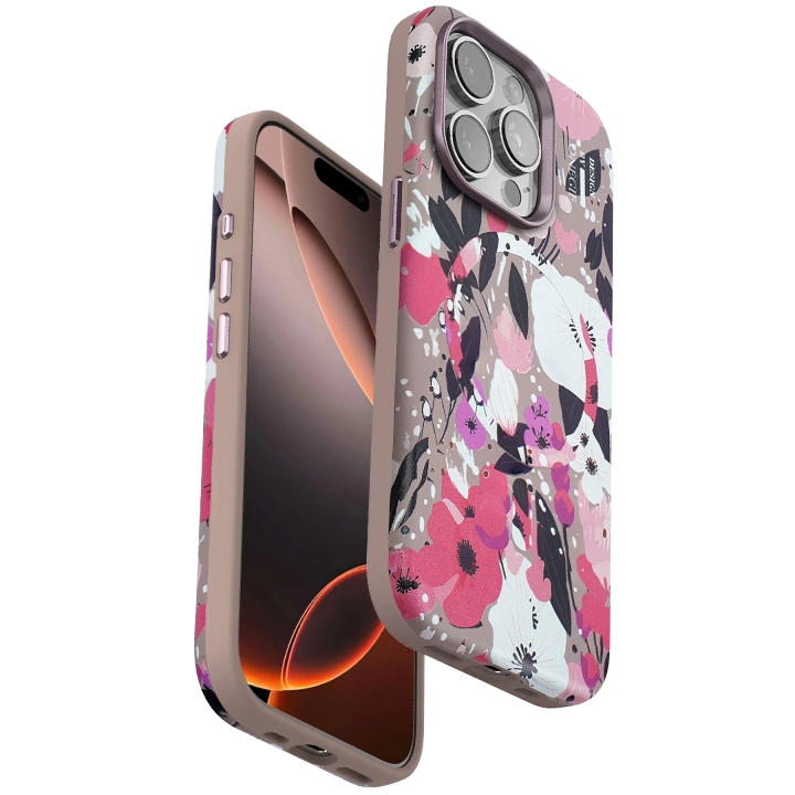 BFS  iPhone 14 Pro Max Flower Series Magsafe Kapak - Pembe
