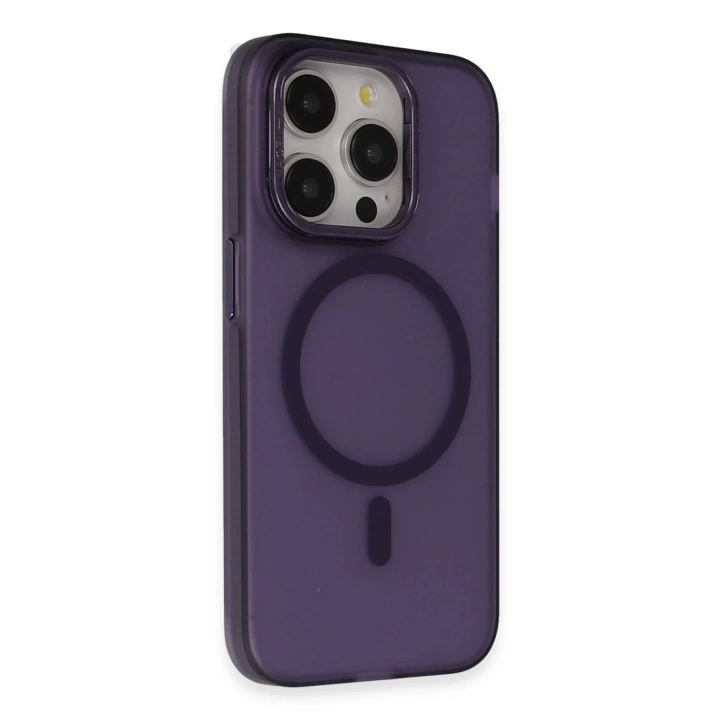 BFS  iPhone 14 Pro Max Frost Standlı Magsafe Kapak - Derin Mor