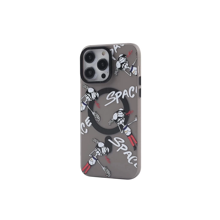 BFS  iPhone 14 Pro Max Kılıf Apollo Magneticsafe Desenli Kapak - Apollo Siyah - 3