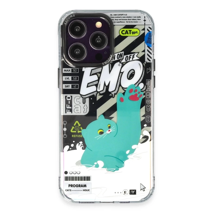 BFS  iPhone 14 Pro Max Kılıf Cat Desenli Kapak - Cat - 3