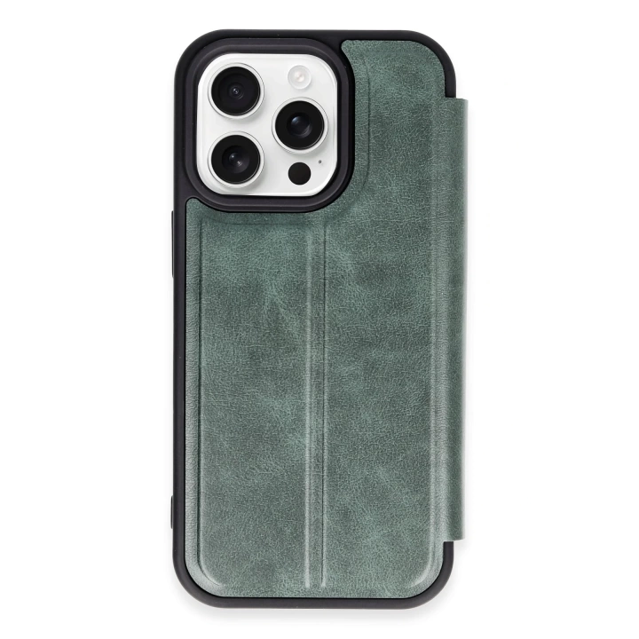 BFS  iPhone 14 Pro Max Kılıf Flip Cover - Koyu Yeşil