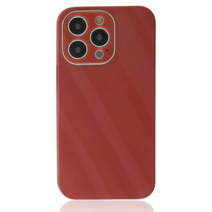 BFS  iPhone 14 Pro Max Kılıf Glass Kapak - Bordo