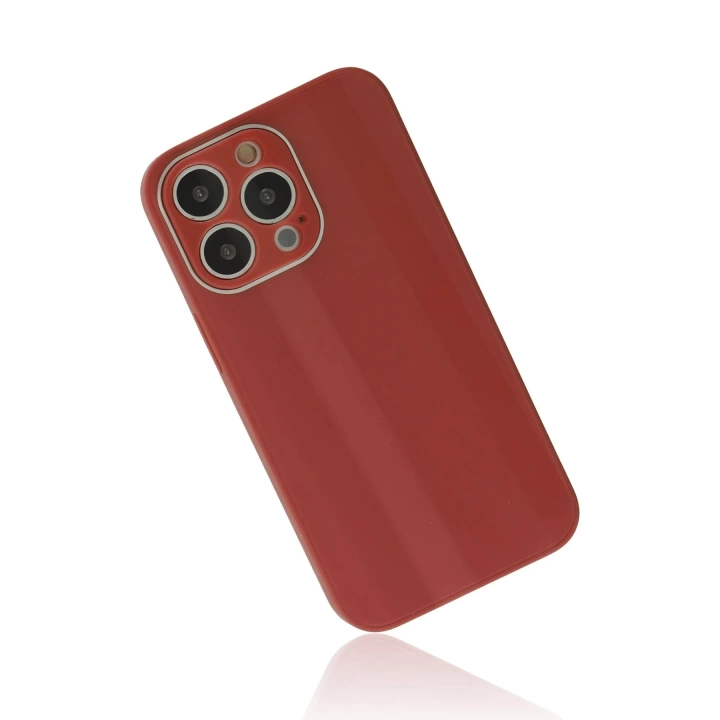 BFS  iPhone 14 Pro Max Kılıf Glass Kapak - Bordo