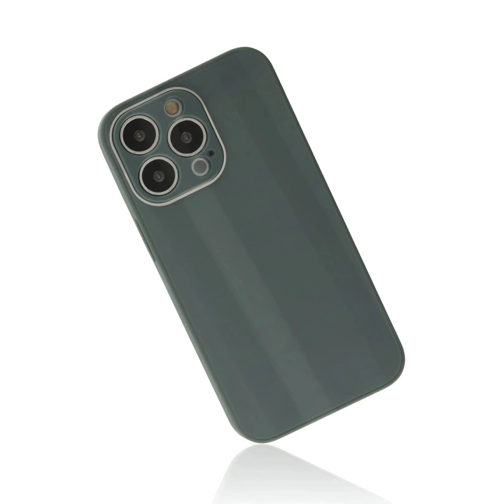 BFS  iPhone 14 Pro Max Kılıf Glass Kapak - Koyu Yeşil