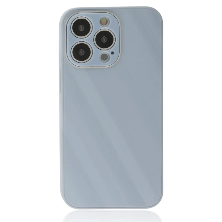 BFS  iPhone 14 Pro Max Kılıf Glass Kapak - Sky Blue