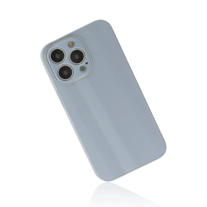 BFS  iPhone 14 Pro Max Kılıf Glass Kapak - Sky Blue