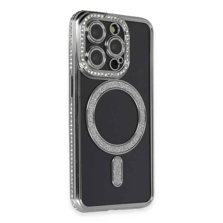 BFS  iPhone 14 Pro Max Kılıf Joke Simli Magneticsafe Kılıf - Gri