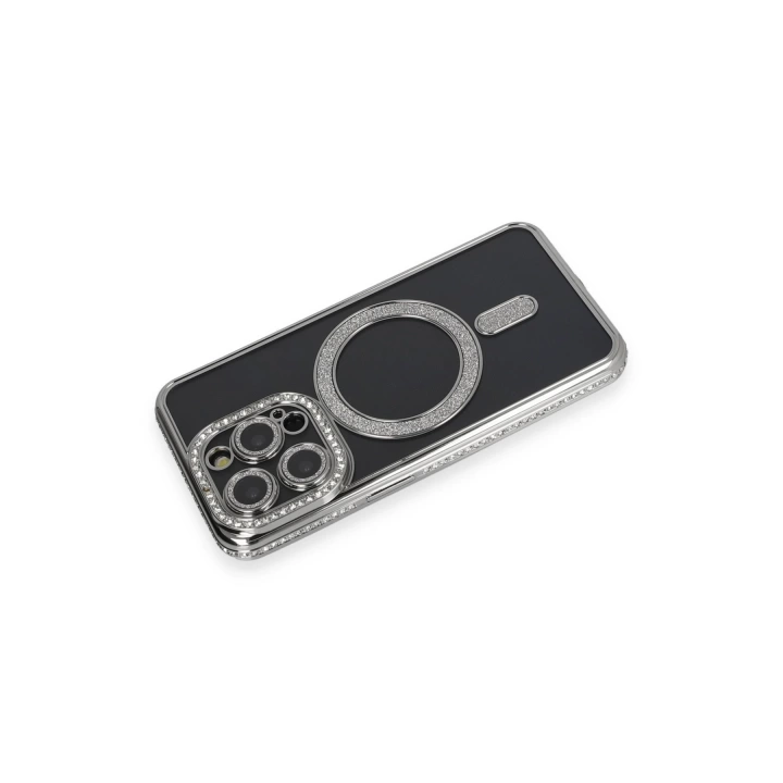 BFS  iPhone 14 Pro Max Kılıf Joke Simli Magneticsafe Kılıf - Gri