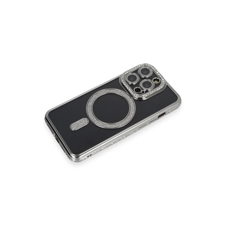 BFS  iPhone 14 Pro Max Kılıf Joke Simli Magneticsafe Kılıf - Gri