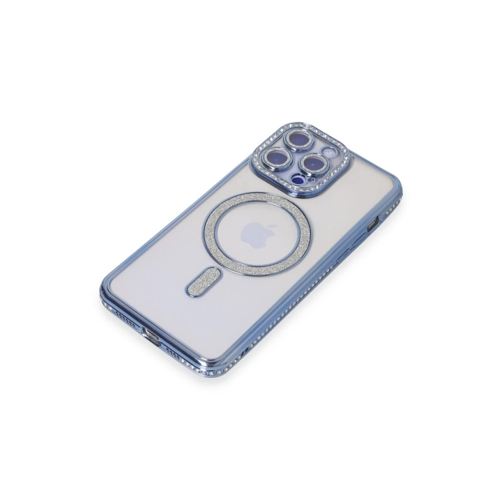 BFS  iPhone 14 Pro Max Kılıf Joke Simli Magneticsafe Kılıf - Mavi