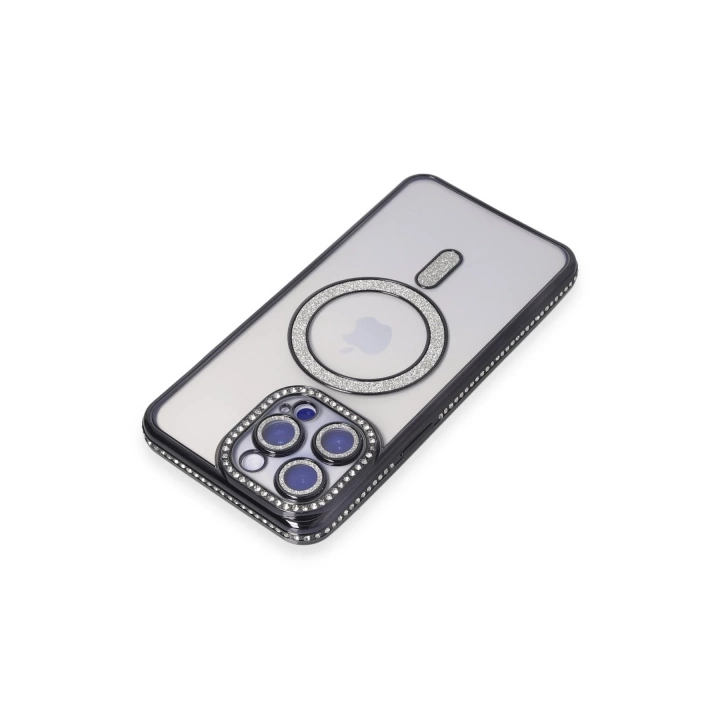 BFS  iPhone 14 Pro Max Kılıf Joke Simli Magneticsafe Kılıf - Siyah