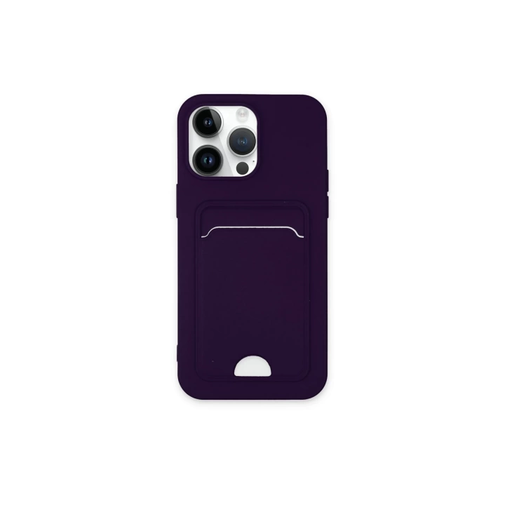 BFS  iPhone 14 Pro Max Kılıf Kelvin Kartvizitli Silikon - Derin Mor