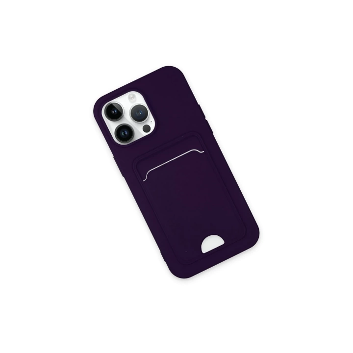 BFS  iPhone 14 Pro Max Kılıf Kelvin Kartvizitli Silikon - Derin Mor