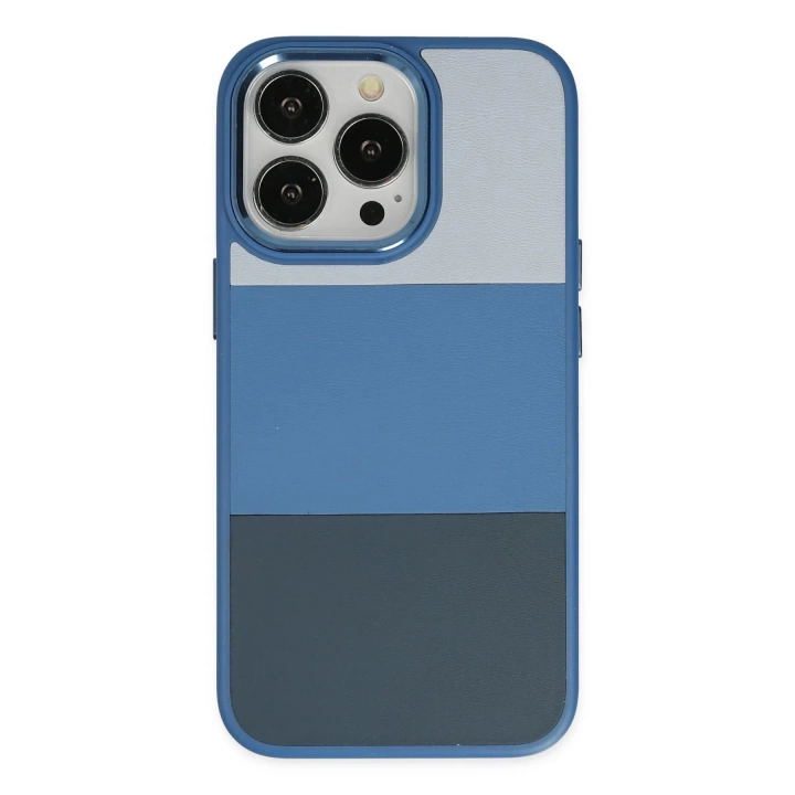 BFS  iPhone 14 Pro Max Kılıf King Kapak - Açık Mavi-Lacivert