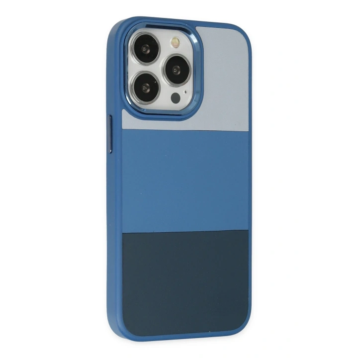 BFS  iPhone 14 Pro Max Kılıf King Kapak - Açık Mavi-Lacivert