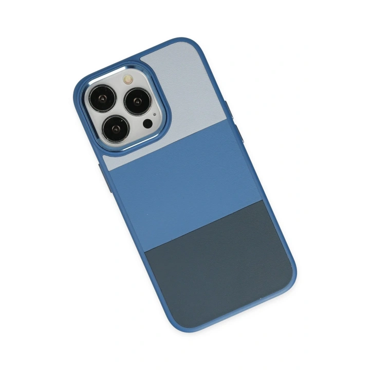 BFS  iPhone 14 Pro Max Kılıf King Kapak - Açık Mavi-Lacivert