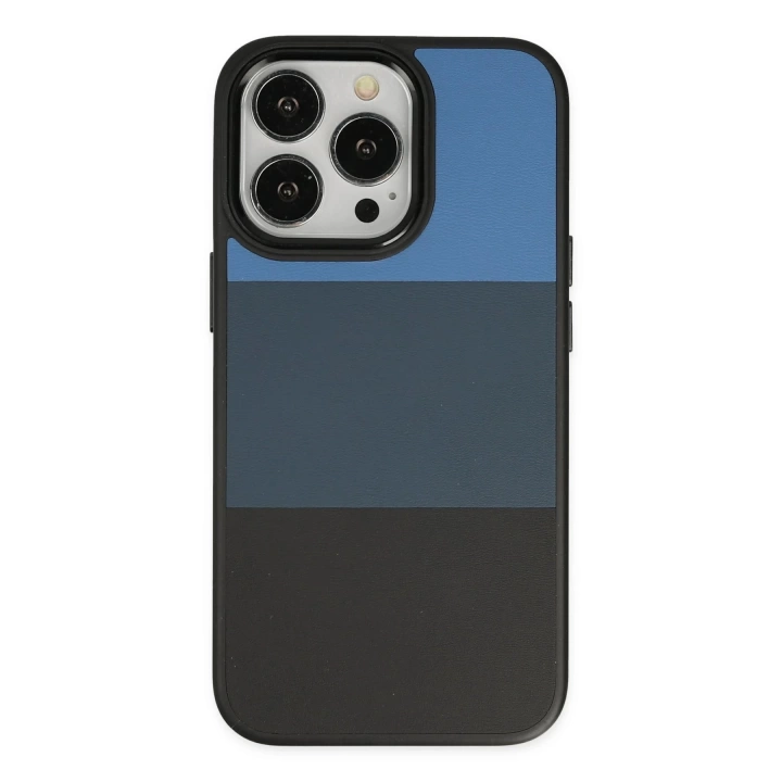 BFS  iPhone 14 Pro Max Kılıf King Kapak - Mavi-Siyah