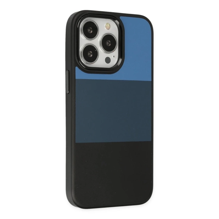 BFS  iPhone 14 Pro Max Kılıf King Kapak - Mavi-Siyah