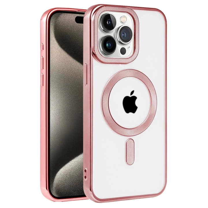 BFS  iPhone 14 Pro Max Kılıf Kronos Magsafe Kapak - Rose Gold