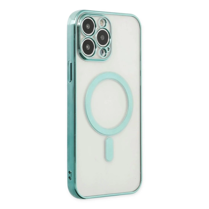 BFS  iPhone 14 Pro Max Kılıf Magneticsafe Lazer Silikon - Haki Yeşil