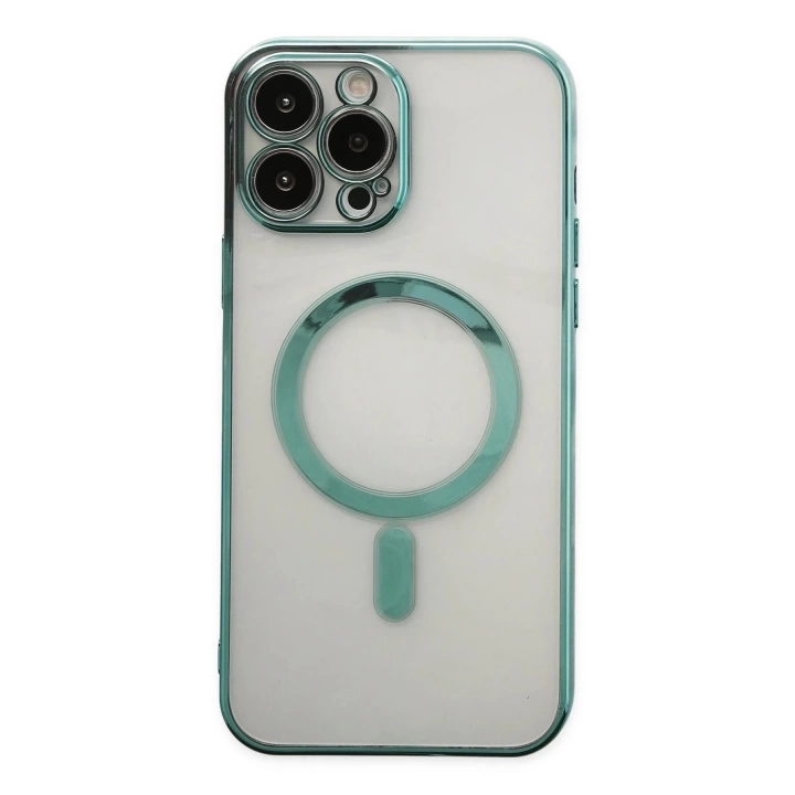 BFS  iPhone 14 Pro Max Kılıf Magneticsafe Lazer Silikon - Haki Yeşil