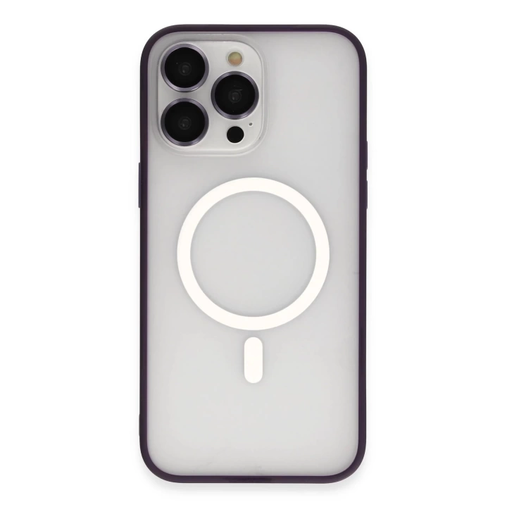 BFS  iPhone 14 Pro Max Kılıf Martin Lens Magneticsafe Kapak - Derin Mor