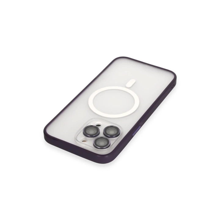 BFS  iPhone 14 Pro Max Kılıf Martin Lens Magneticsafe Kapak - Derin Mor
