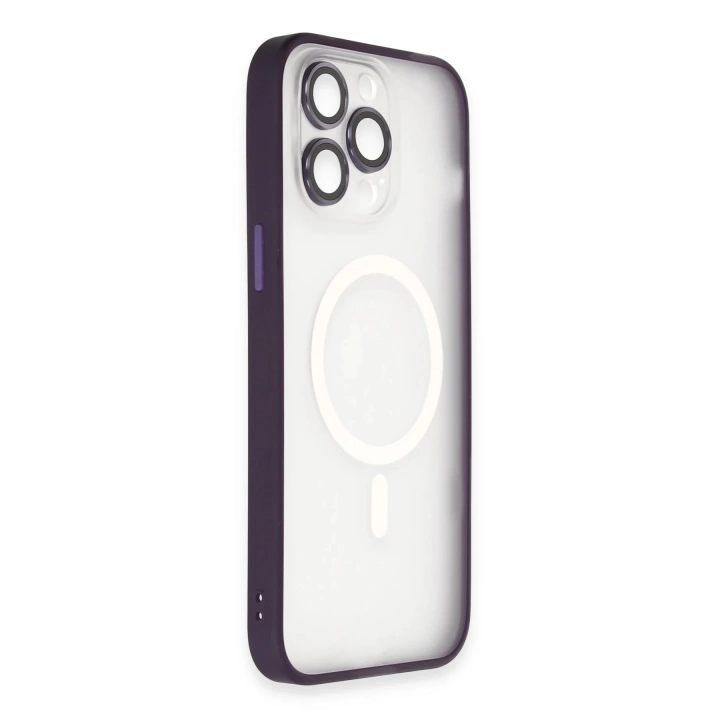 BFS  iPhone 14 Pro Max Kılıf Martin Lens Magneticsafe Kapak - Derin Mor