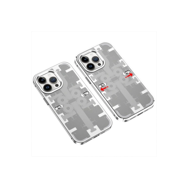 BFS  iPhone 14 Pro Max Kılıf Mekanik Bumper Kapak - Gümüş